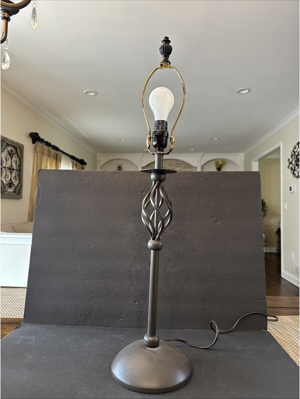 Hampton Bay Wrought Iron Table Lamp 30” H To Finial By 7” Base